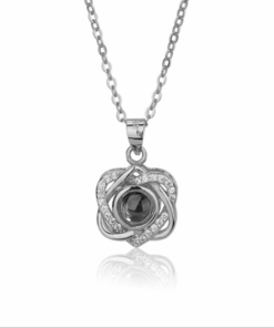 925 Sterling Silver Vibrato necklace with discreet customized keepsake image in peephole projection.