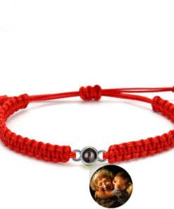 Handmade adjustable braided rope bracelet with discreet customized keepsake image in peephole projection.