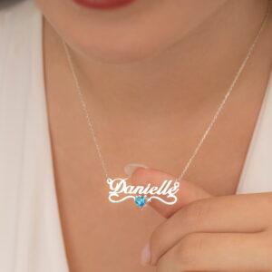 Heart Shaped Crystal Personalized Name Necklace.