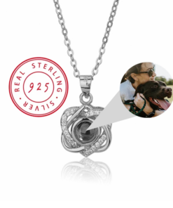 925 Sterling Silver Vibrato necklace with discreet customized keepsake image in peephole projection.